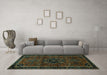 Machine Washable Persian Turquoise Traditional Area Rugs in a Living Room,, wshtr1403turq