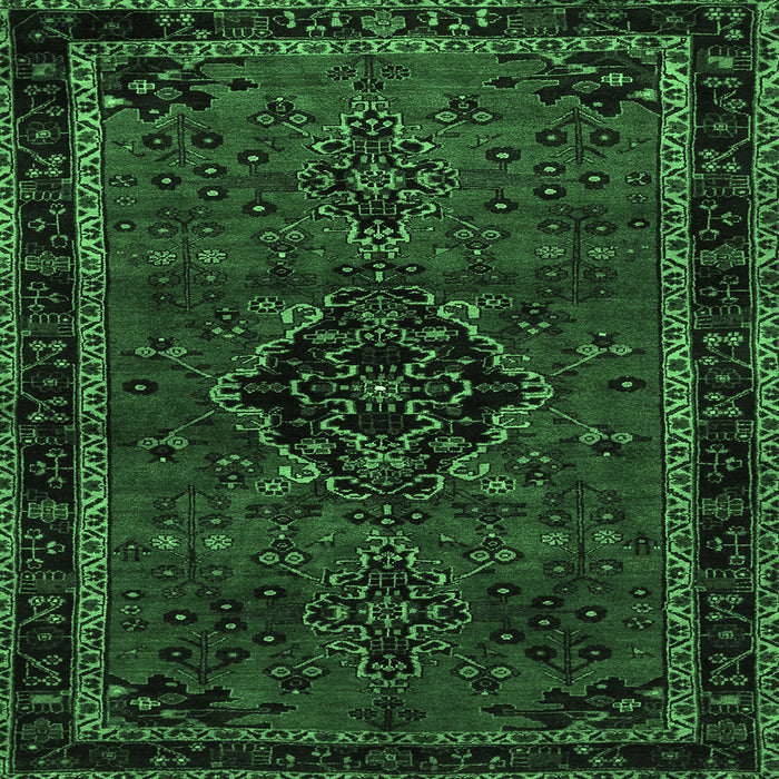 Square Machine Washable Persian Emerald Green Traditional Area Rugs, wshtr1403emgrn