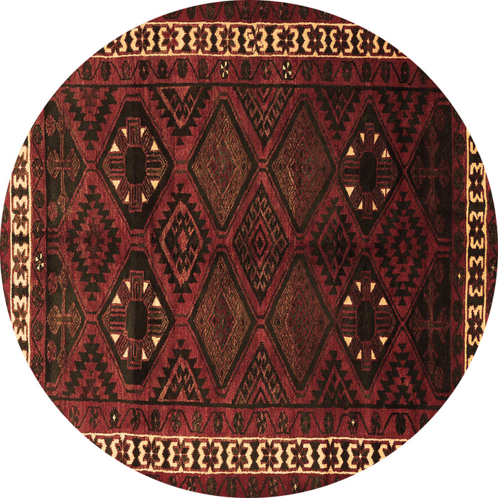 Round Persian Brown Traditional Rug, tr1404brn
