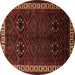 Round Persian Brown Traditional Rug, tr1404brn