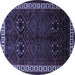 Round Persian Blue Traditional Rug, tr1404blu