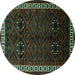 Round Machine Washable Persian Turquoise Traditional Area Rugs, wshtr1404turq