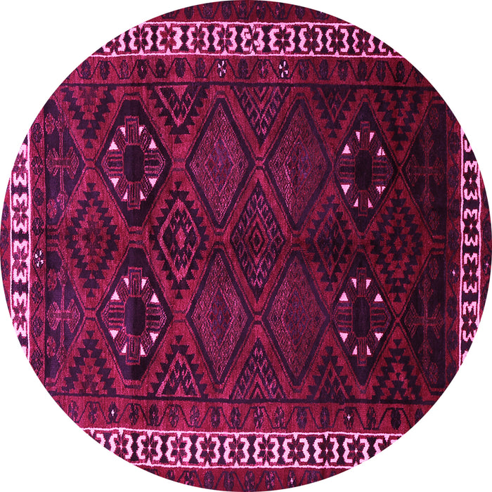 Round Machine Washable Persian Pink Traditional Rug, wshtr1404pnk