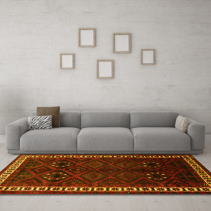 Machine Washable Persian Yellow Traditional Rug in a Living Room, wshtr1404yw