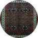 Round Persian Light Blue Traditional Rug, tr1404lblu