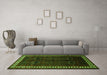 Machine Washable Persian Green Traditional Area Rugs in a Living Room,, wshtr1404grn