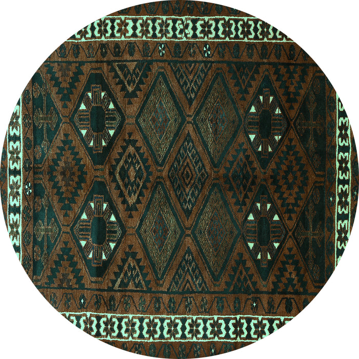 Round Persian Turquoise Traditional Rug, tr1404turq