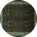 Round Persian Turquoise Traditional Rug, tr1404turq