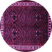 Round Machine Washable Persian Purple Traditional Area Rugs, wshtr1404pur