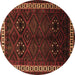 Round Machine Washable Persian Brown Traditional Rug, wshtr1404brn