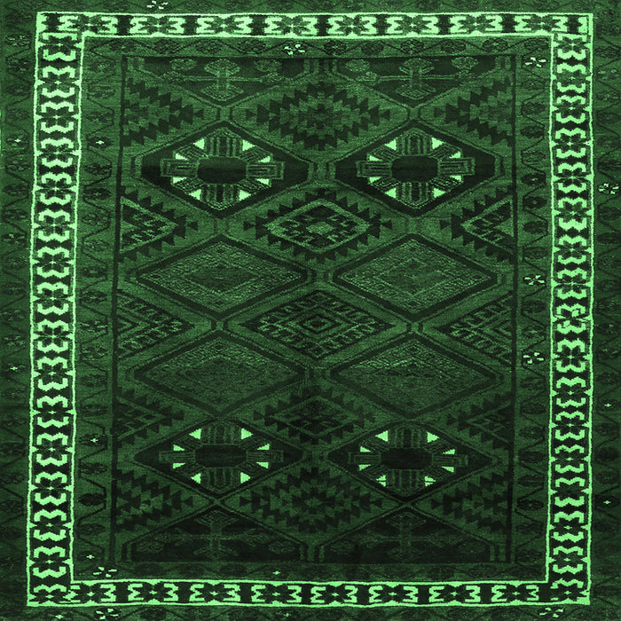 Square Persian Emerald Green Traditional Rug, tr1404emgrn