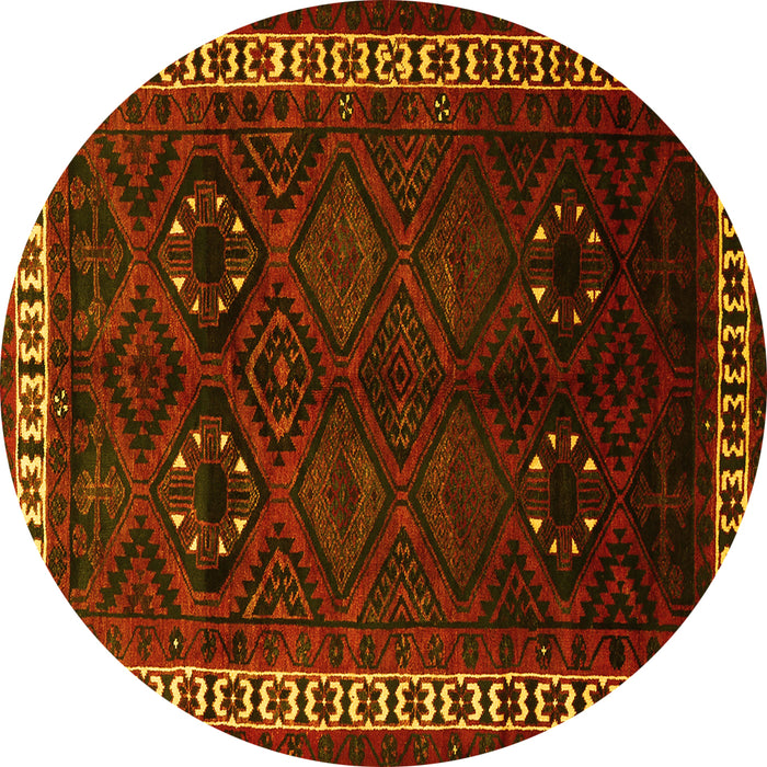 Round Persian Yellow Traditional Rug, tr1404yw