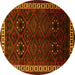 Round Persian Yellow Traditional Rug, tr1404yw