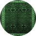 Round Persian Emerald Green Traditional Rug, tr1404emgrn