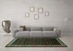 Machine Washable Persian Turquoise Traditional Area Rugs in a Living Room,, wshtr1404turq