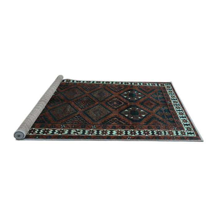 Sideview of Machine Washable Persian Light Blue Traditional Rug, wshtr1404lblu