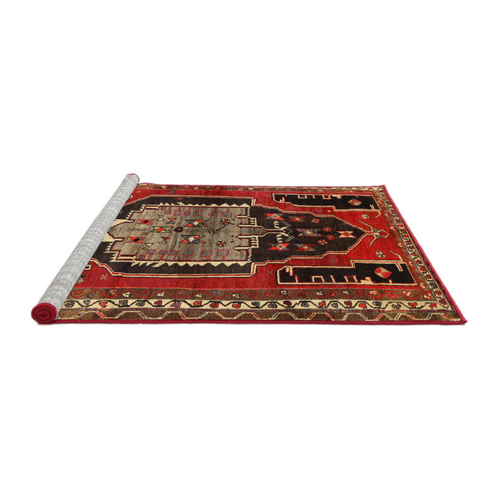 Sideview of Machine Washable Traditional Tomato Red Rug, wshtr1405