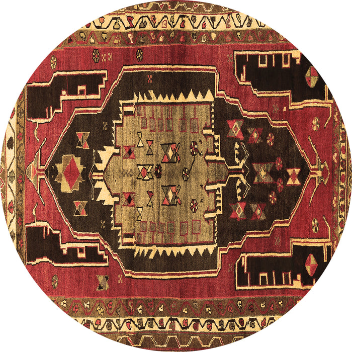 Round Machine Washable Persian Brown Traditional Rug, wshtr1405brn