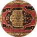 Round Machine Washable Persian Brown Traditional Rug, wshtr1405brn