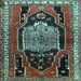 Square Persian Light Blue Traditional Rug, tr1405lblu