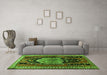 Machine Washable Persian Green Traditional Area Rugs in a Living Room,, wshtr1405grn