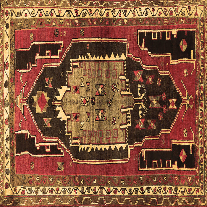 Square Persian Brown Traditional Rug, tr1405brn
