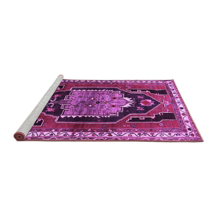 Sideview of Machine Washable Persian Purple Traditional Area Rugs, wshtr1405pur
