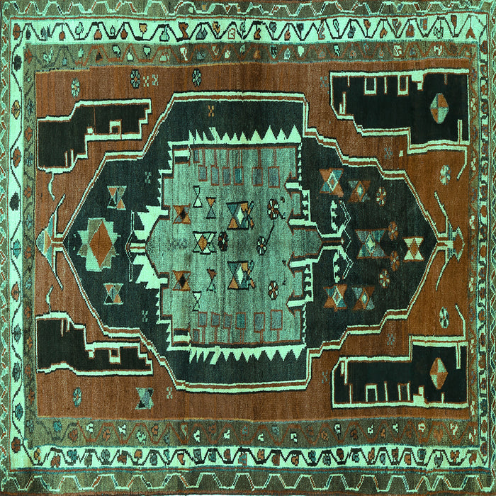 Square Persian Turquoise Traditional Rug, tr1405turq