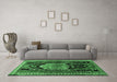 Machine Washable Persian Emerald Green Traditional Area Rugs in a Living Room,, wshtr1405emgrn