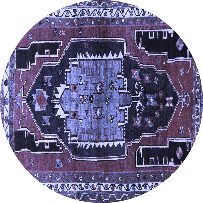 Round Persian Blue Traditional Rug, tr1405blu