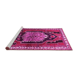 Sideview of Machine Washable Persian Pink Traditional Rug, wshtr1405pnk