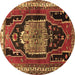 Round Persian Brown Traditional Rug, tr1405brn