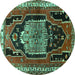 Round Persian Turquoise Traditional Rug, tr1405turq