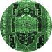 Round Persian Emerald Green Traditional Rug, tr1405emgrn