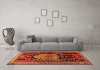 Machine Washable Persian Orange Traditional Rug, wshtr1405org