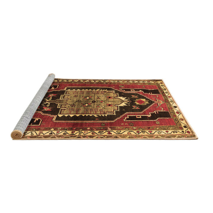 Sideview of Machine Washable Persian Brown Traditional Rug, wshtr1405brn