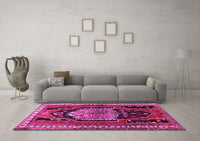 Machine Washable Persian Pink Traditional Rug, wshtr1405pnk