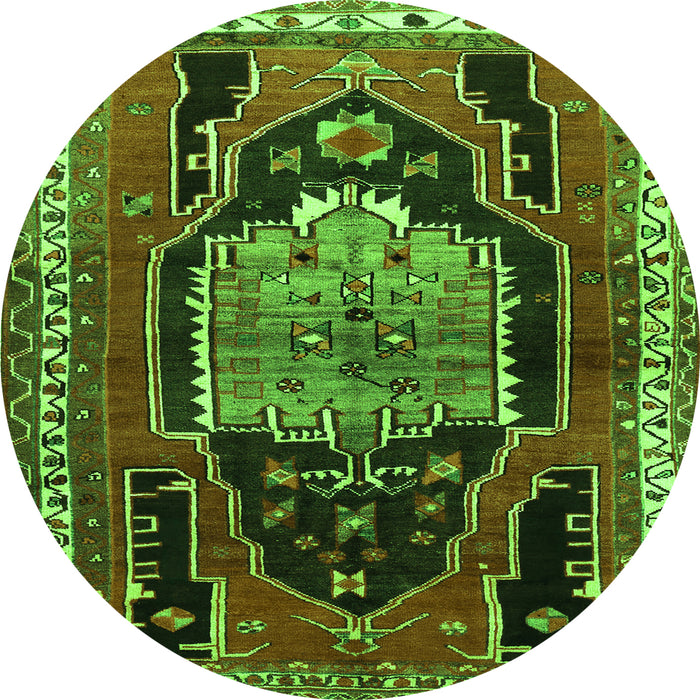 Square Persian Green Traditional Rug, tr1405grn