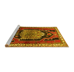 Sideview of Machine Washable Persian Yellow Traditional Rug, wshtr1405yw