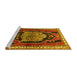 Sideview of Machine Washable Persian Yellow Traditional Rug, wshtr1405yw