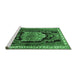 Sideview of Machine Washable Persian Emerald Green Traditional Area Rugs, wshtr1405emgrn