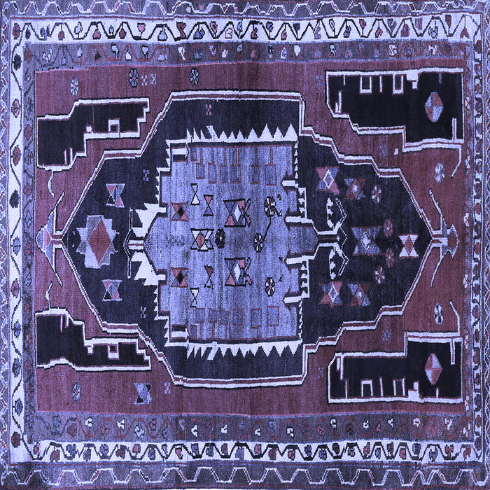 Square Persian Blue Traditional Rug, tr1405blu
