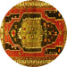 Round Persian Yellow Traditional Rug, tr1405yw