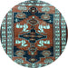 Round Persian Light Blue Traditional Rug, tr1406lblu