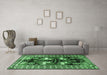 Machine Washable Persian Emerald Green Traditional Area Rugs in a Living Room,, wshtr1406emgrn