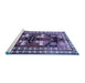 Sideview of Machine Washable Persian Blue Traditional Rug, wshtr1406blu