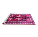 Sideview of Machine Washable Persian Pink Traditional Rug, wshtr1406pnk