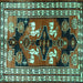 Square Persian Turquoise Traditional Rug, tr1406turq