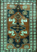 Machine Washable Persian Turquoise Traditional Area Rugs, wshtr1406turq