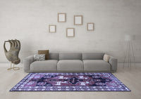 Machine Washable Persian Blue Traditional Rug, wshtr1406blu